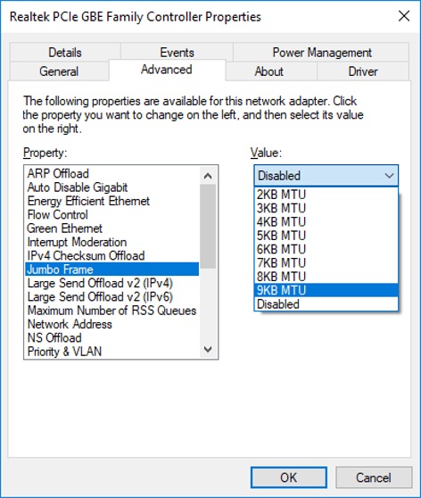 Configuring Jumbo Packets for 10G iXM network connections. · Customer ...